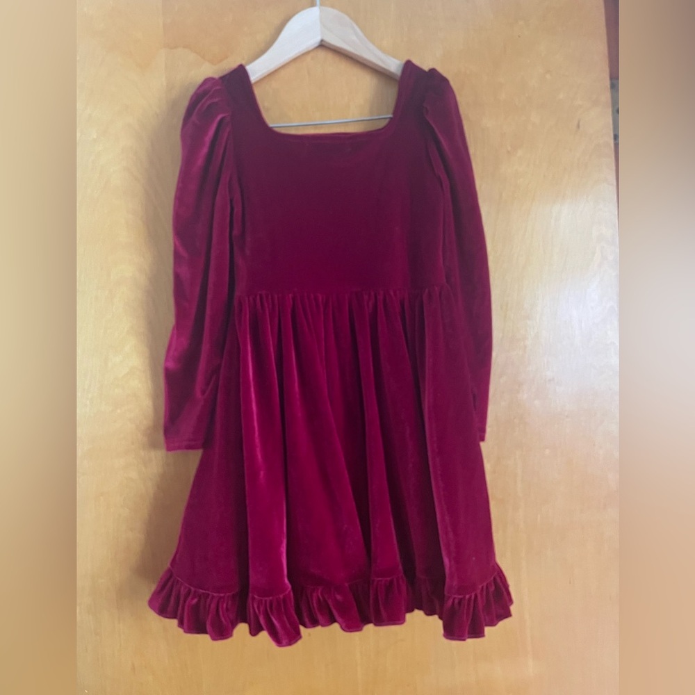 Red Velour Little Stocking Co Girlhood Twirl Dress